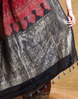 Crimson String Dola Silk Ajrakh Saree