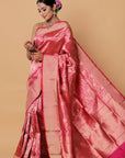 Rose Gold Banarasi Katan Silk Saree