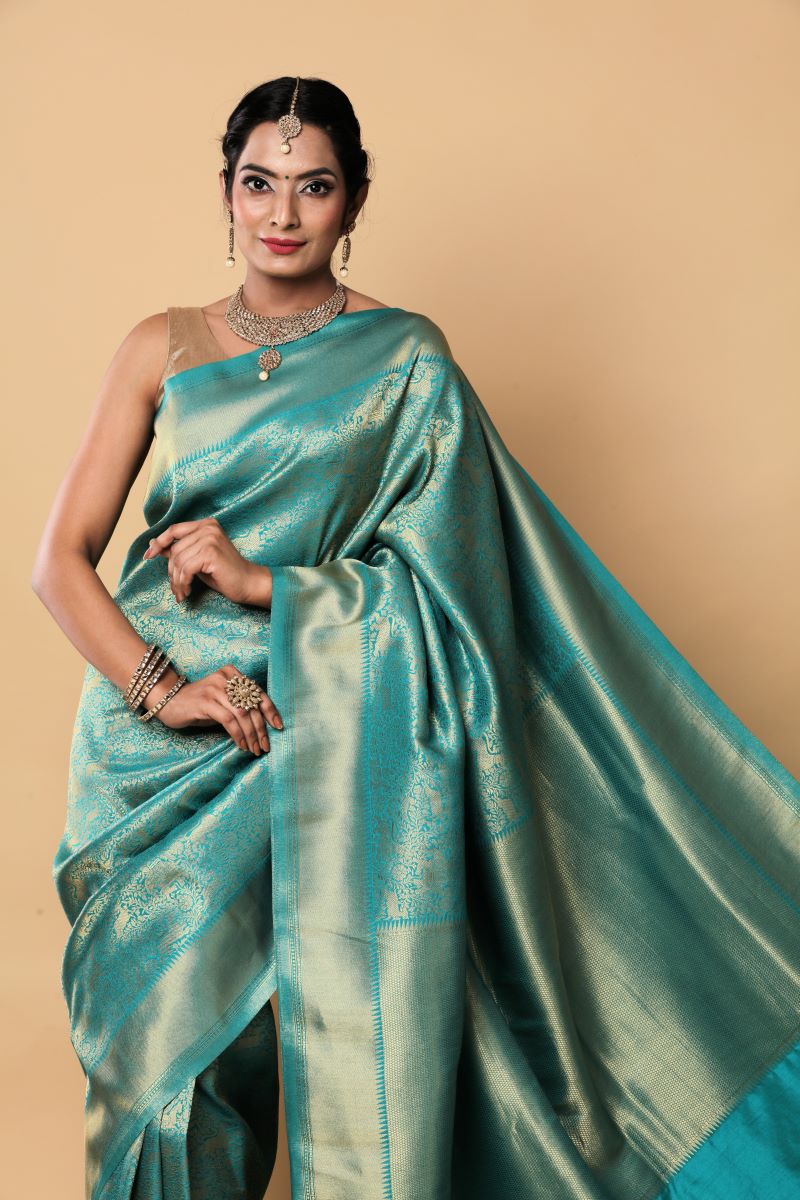 Buy Eastern Blue Gold Sualkuchi Assam Silk Saree - House Of Elegance –  House Of Elegance - Style That Inspires