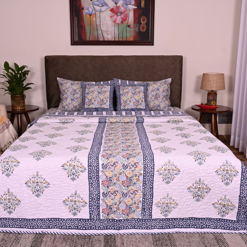 Hand Block Print Cotton Quilted Bed Covers