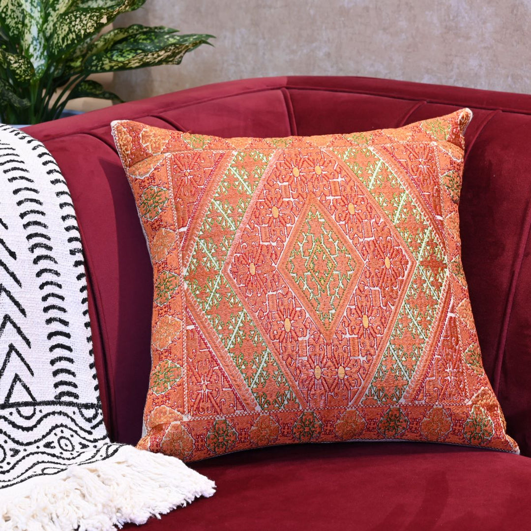 Sunset Aztec Cotton Embroidered Cushion Cover