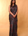 BlueModal Silk Ajrakh Saree
