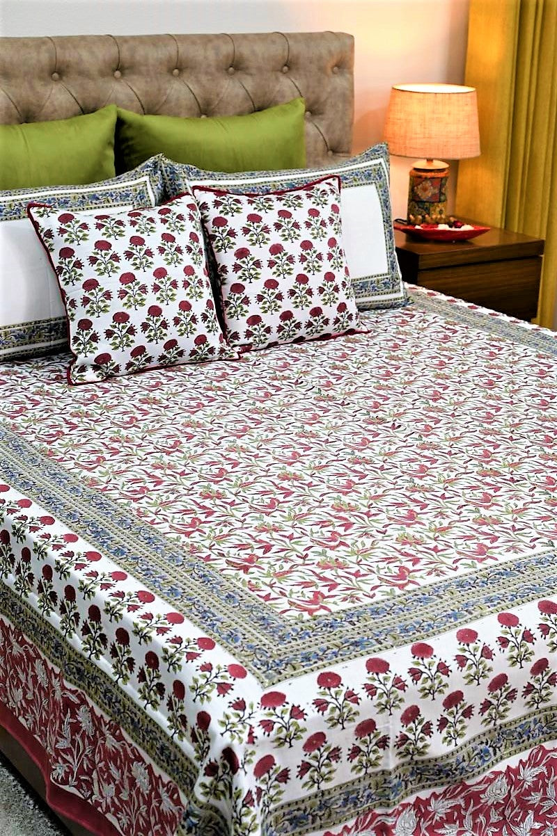 Pink-Jaal-Sanganeri-Print-Bedsheet-Glace-Cotton-Bedsheet-India