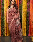 Maroon Chanderi Silk Bagh Print Saree by House Of Elegance