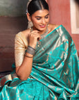 Blue Handloom Kanjivaram Silk Saree