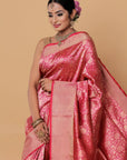 Rose Gold Banarasi Katan Silk Saree