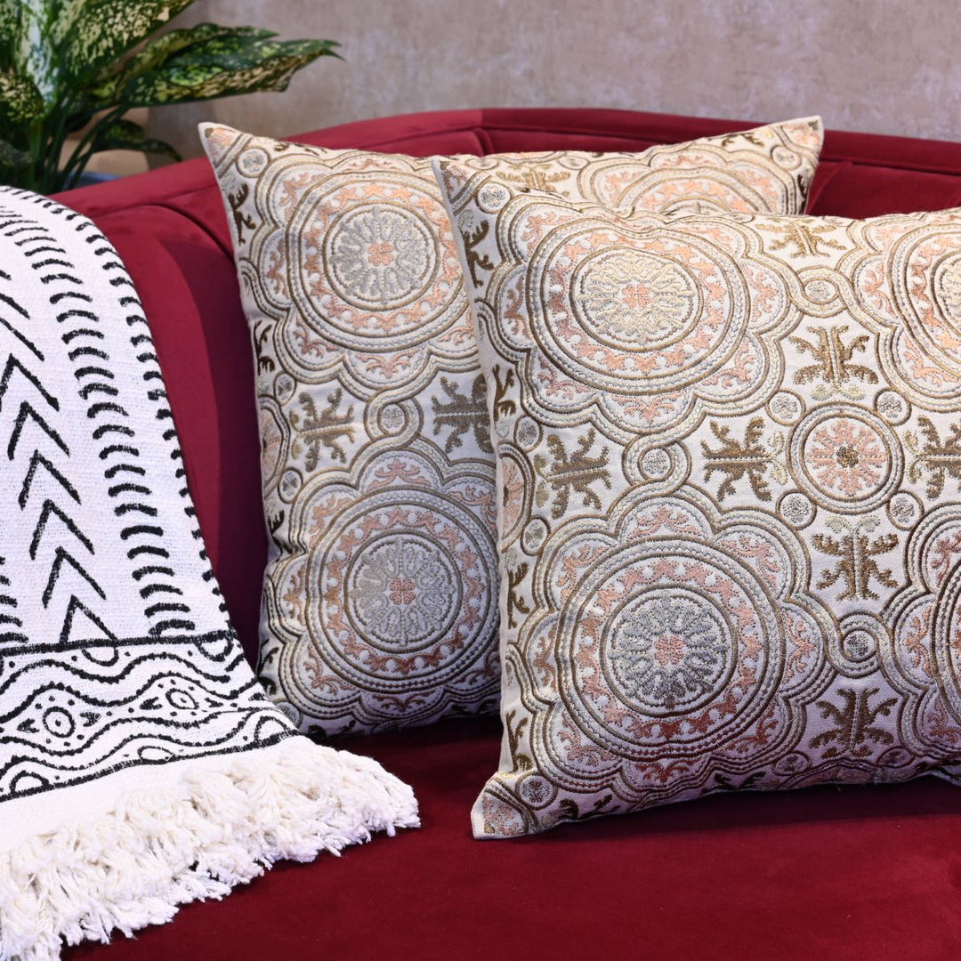 Heena Floral Cotton Embroidered Cushion Cover