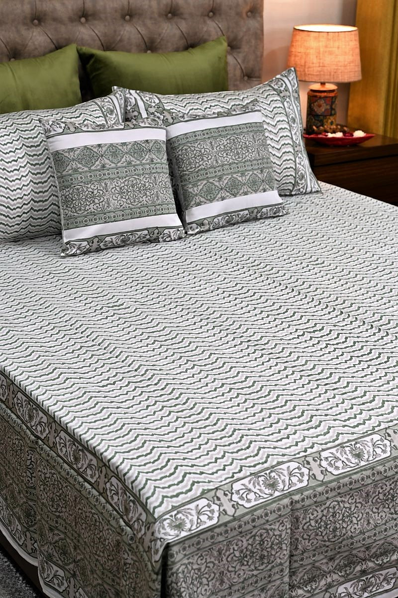 Green-Grey-Hand-Block-Printed-Bedsheet