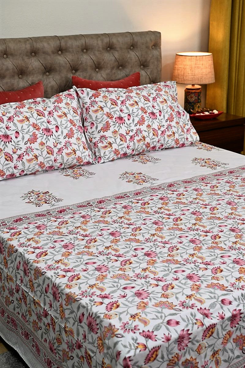 White-Pink-Percale-Cotton-Sanganeri-Print-Bedsheet
