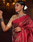 Maroon Handloom Kanjivaram Silk Saree