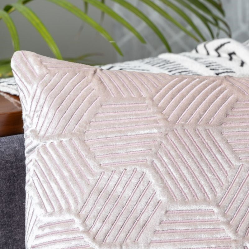 Hexa Ivory Cotton Velvet Cushion Cover