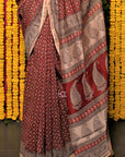 Starry Red Bagh Print Chanderi Silk Saree
