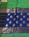 Green Blue Maheshwari Cotton Silk Saree: House Of Elegance