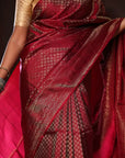 Mulberyy Silk Maroon Handloom Kanjivaram Saree