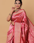 Rose Gold Banarasi Katan Silk Saree