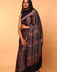 Black Ajrakh Saree