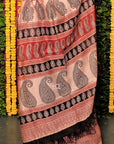 Maroon Chanderi Silk Bagh Print Saree by House Of Elegance