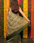Green Bagru Dabu Print Chanderi Silk Saree: House Of Elegance
