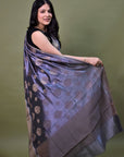 Grey Handloom Banarasi Chiniya Silk Saree: House Of Elegance