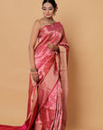 Rose Gold Banarasi Katan Silk Saree