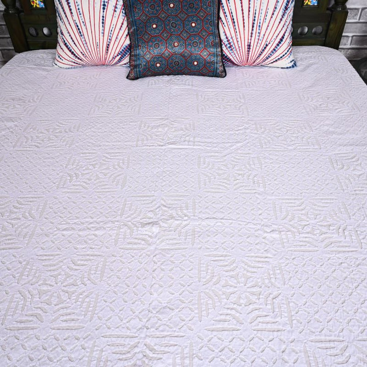 White-Bedspread-Applique-Bed-Cover-Set