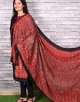 Red String Paisley Modal Silk Ajrakh Dupatta