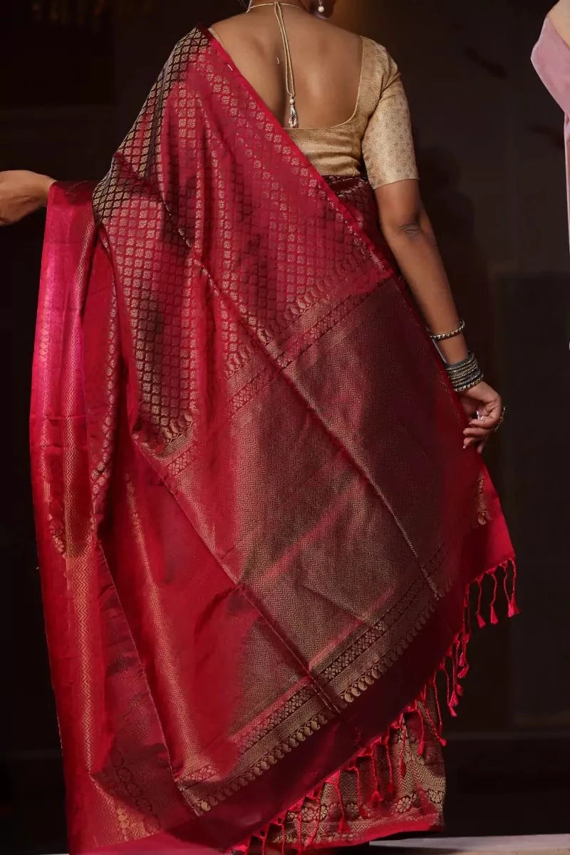 Maroon Handloom Kanjivaram Saree