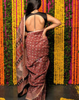 Maroon Chanderi Silk Bagh Print Saree by House Of Elegance