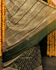 Green Bagru Dabu Print Chanderi Silk Saree: House Of Elegance