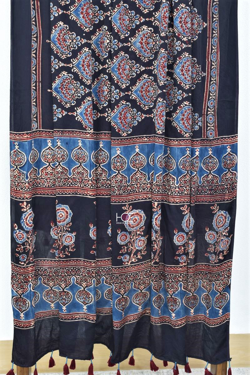 Unstitched Ajrakh Modal Silk Suit - House of Elegance