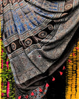 Ajrakh Modal Silk Sarees Indigo Blue Black Sari Ajrakh Hand Block Print Sari From Kutch Resist Dyeing Technique Using Vegetable Dye