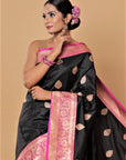 magenta-black-Katan-Silk-Banarasi-Saree