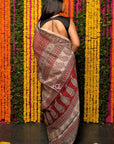 Starry Red Bagh Print Chanderi Silk Saree