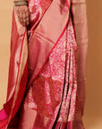 Rose Gold Banarasi Katan Silk Saree
