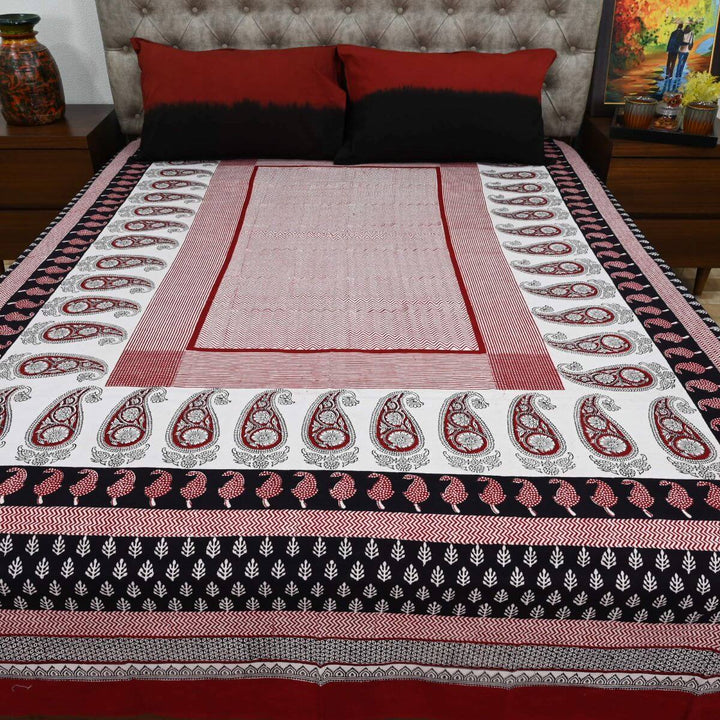 Hand Block Printed Cotton Bedsheet with Pillow Covers