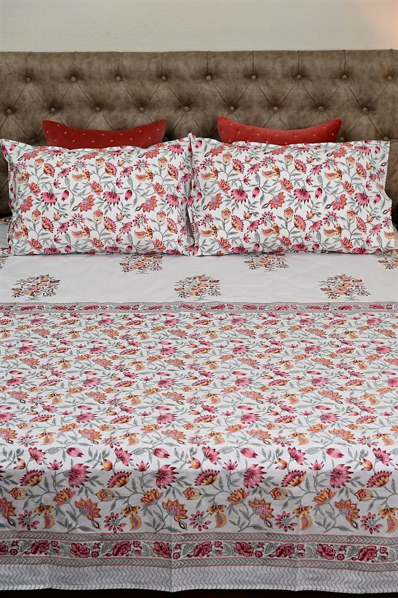 Pink-Percale-Bedsheet-Sanganeri-Print-Bedsheet-Cotton-Bed-Linen