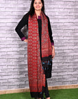 Red String Paisley Modal Silk Ajrakh Dupatta