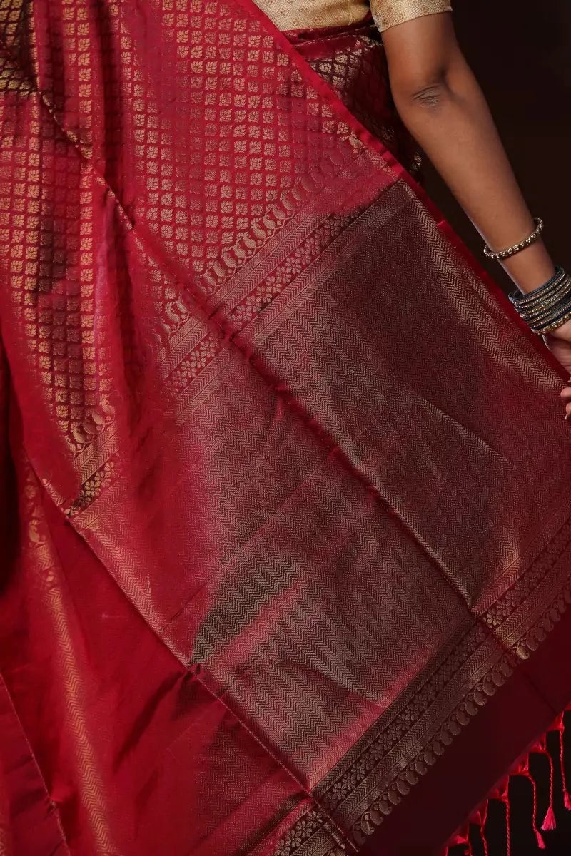 Maroon Handloom Kanjivaram Saree