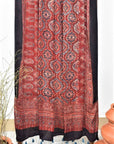 Red String Paisley Modal Silk Ajrakh Dupatta