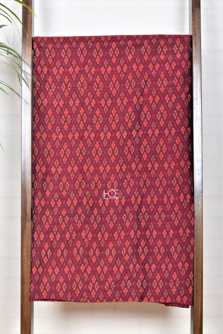 Maroon Silky Grey / Silk & SiCo | Ikat weaves | 2 Pcs Suit - Handcrafted Home decor and Lifestyle Products