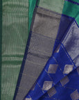 Green Blue Maheshwari Cotton Silk Saree: House Of Elegance
