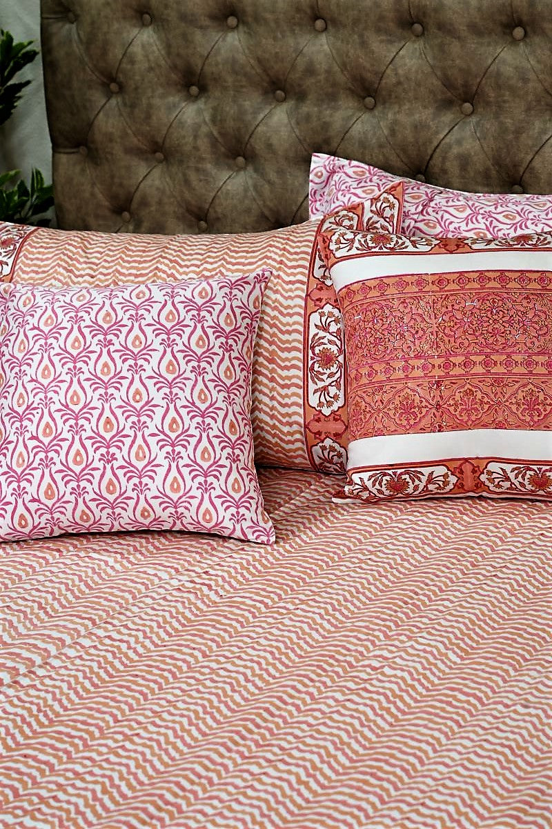 cotton double bedsheet with pillow cover and cushion cover