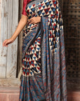 Blue Modal Silk Ajrakh Saree