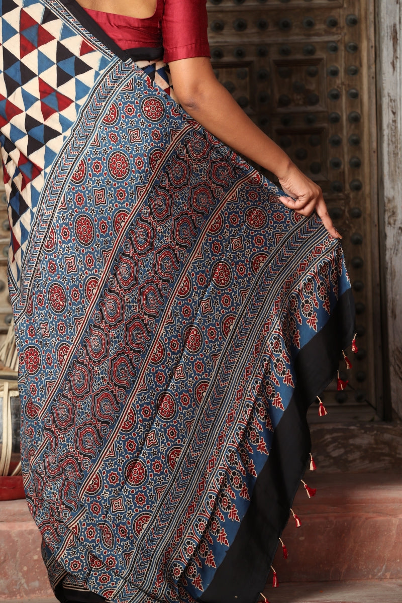 Modal Silk Ajrakh Saree