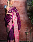 Purple Kadhwa Banarasi Katan Silk Saree