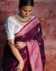 Purple Banarasi Katan Silk Saree