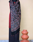 Black Indigo Modal Silk Ajrakh Dupatta