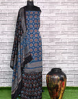 Indigo Choufal Unstitched Modal Silk Ajrakh Print Suit