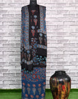 Black Indigo Unstitched Modal Silk Ajrakh Print Suit