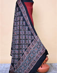 Black Modal Silk Ajrakh Dupatta